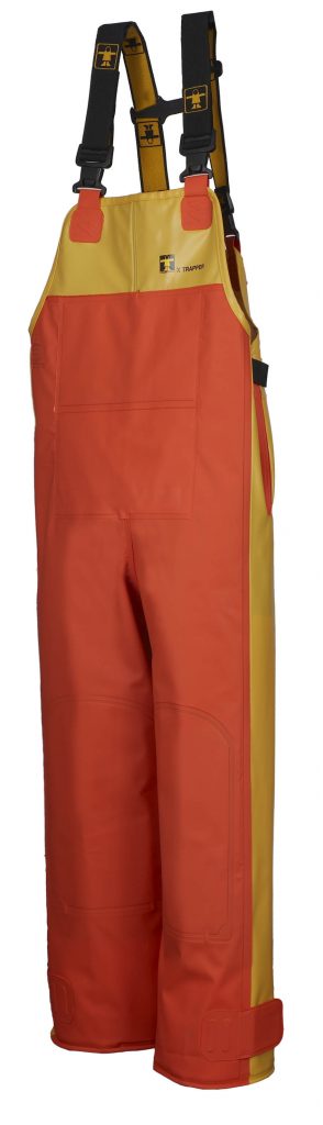High bib and braces with ample space in front and at back. Made of Nylpeche fabric on the front for intensive uses.
